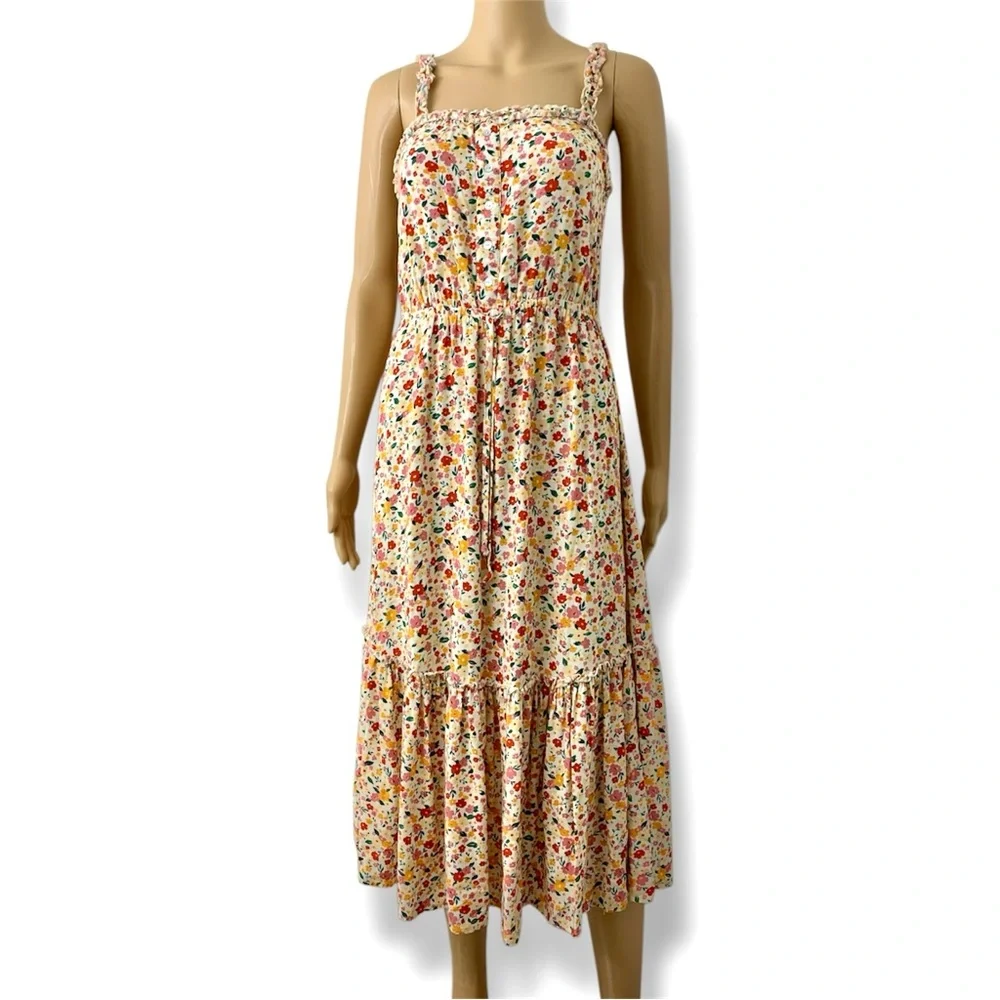 Indigo Rose Floral Tiered Summer Maxi Dress Women’s size S